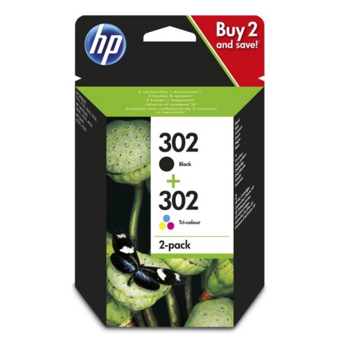 Hp Σετ Μελανιών 302 Μαύρο & Έγχρωμο