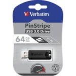 Verbatim USB DRIVE 3.0 64GB Pinstripe Black - Image 3
