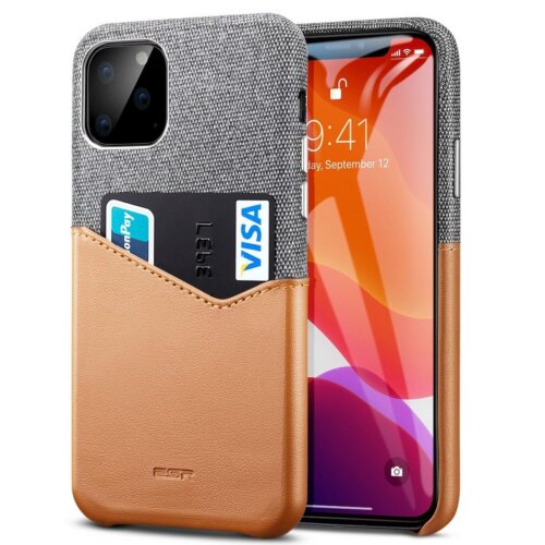 Θήκη για IPhone 11 Pro Max με τσέπη Καφέ - Γκρι