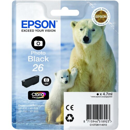 Ink Epson T261140 Photo Black with pigment ink