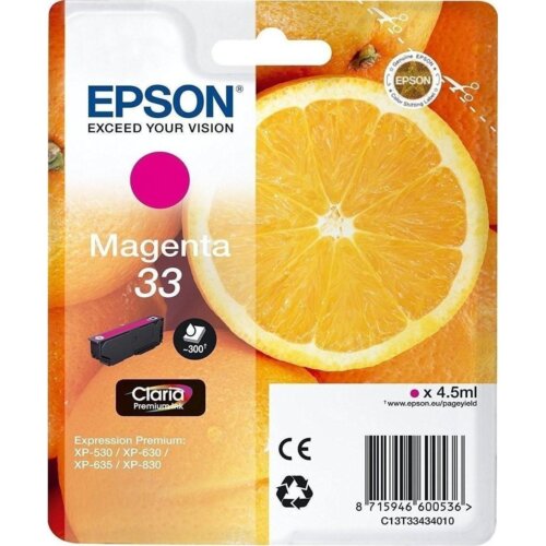 Ink Epson 33 C13T33434012 Claria Magenta 4.5ml