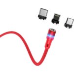 HOCO cable magnetic 3in1 (Type C + Micro + iPhone Lightning 8-pin) 2,4A Sunway U98 1,2 meter red - Image 2