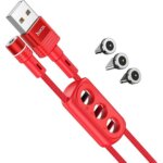 HOCO cable magnetic 3in1 (Type C + Micro + iPhone Lightning 8-pin) 2,4A Sunway U98 1,2 meter red