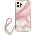 Original Faceplate Case Guess for iPhone 12 / 12 PRO (Marble Collection / pink) - Image 3