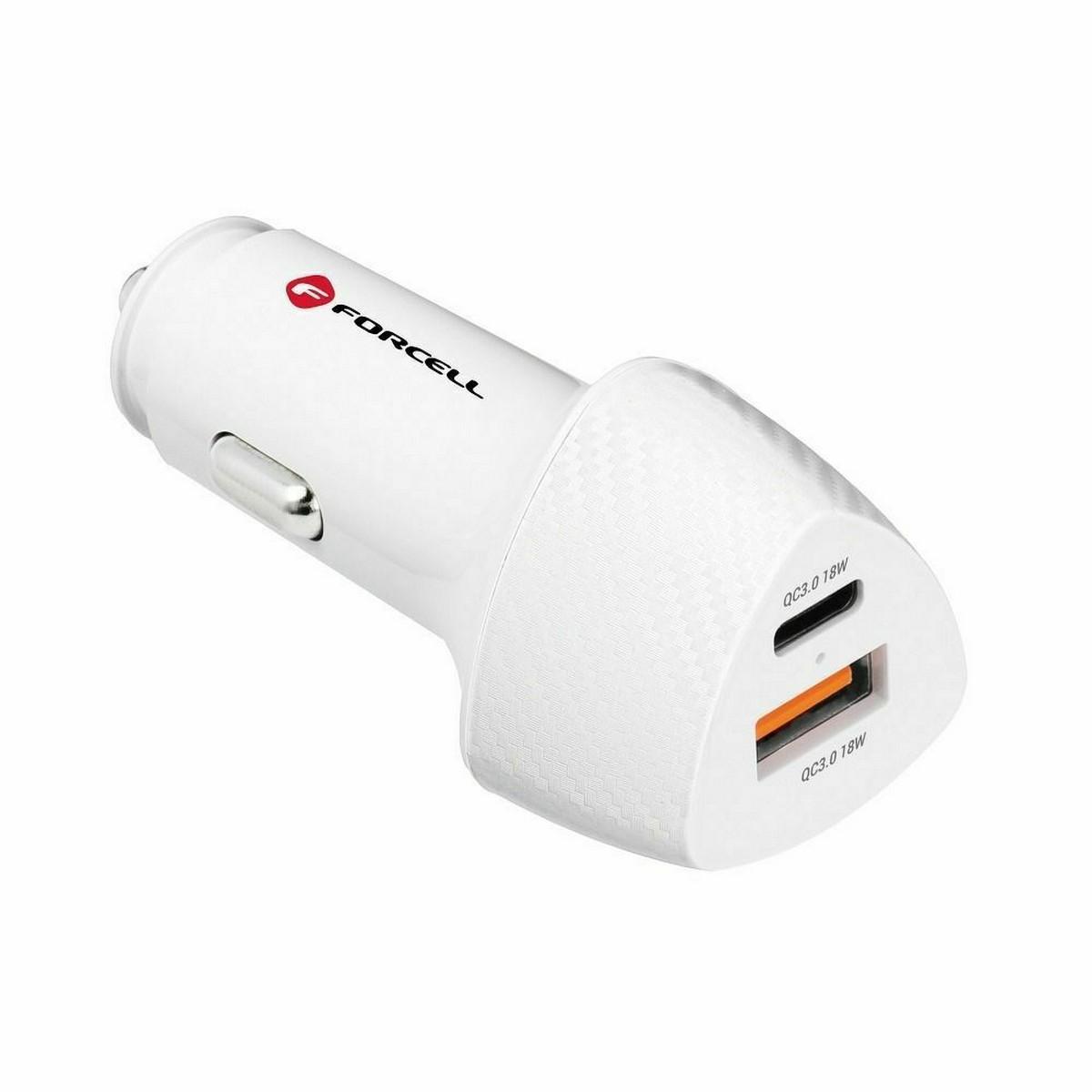 Forcell Φορτιστής Αυτοκινήτου 1xUSB+1xType-C
