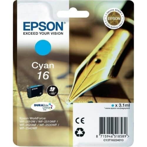 Γνήσιο Epson Μελάνι No 16 T162240 Κυανό