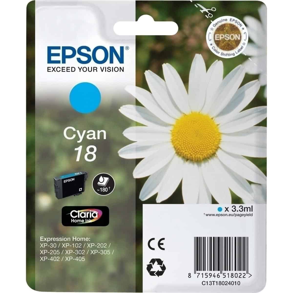 Γνήσιο Epson Μελάνι No 18 T180240 Κυανό Γνήσιο Epson Μελάνι No 18 T180240 Κυανό