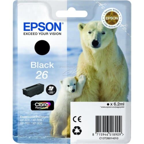 Γνήσιο Epson Μελάνι No 26 T260140 Μαύρο