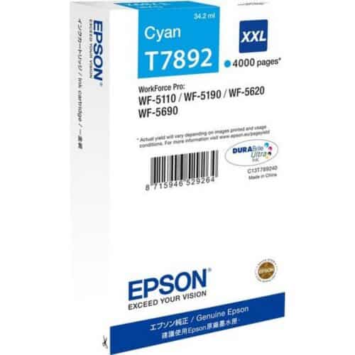 Γνήσιο Epson Μελάνι T7892 XXL Κυανό 4k