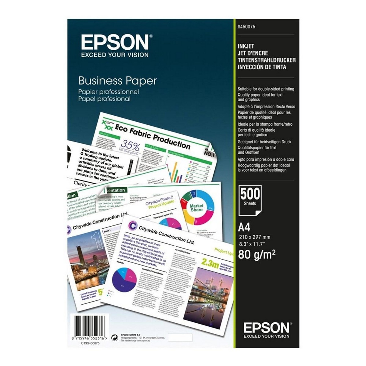 Bright White Business Paper Epson A4 500Pgs