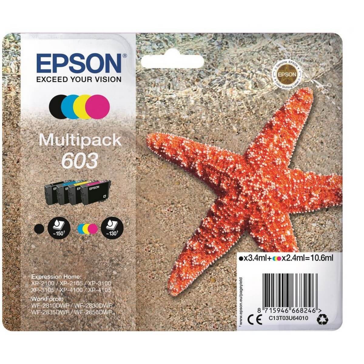 Γνήσιο Epson Μελάνι 603 Πακέτο 4 χρωμάτων