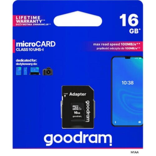 Κάρτα Micro SD Goodram 16GB Class 10 + Adaptor