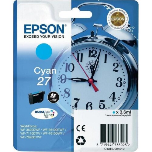 Ink Epson 27 C13T27024010 Cyan -300Pgs - 3.6ml