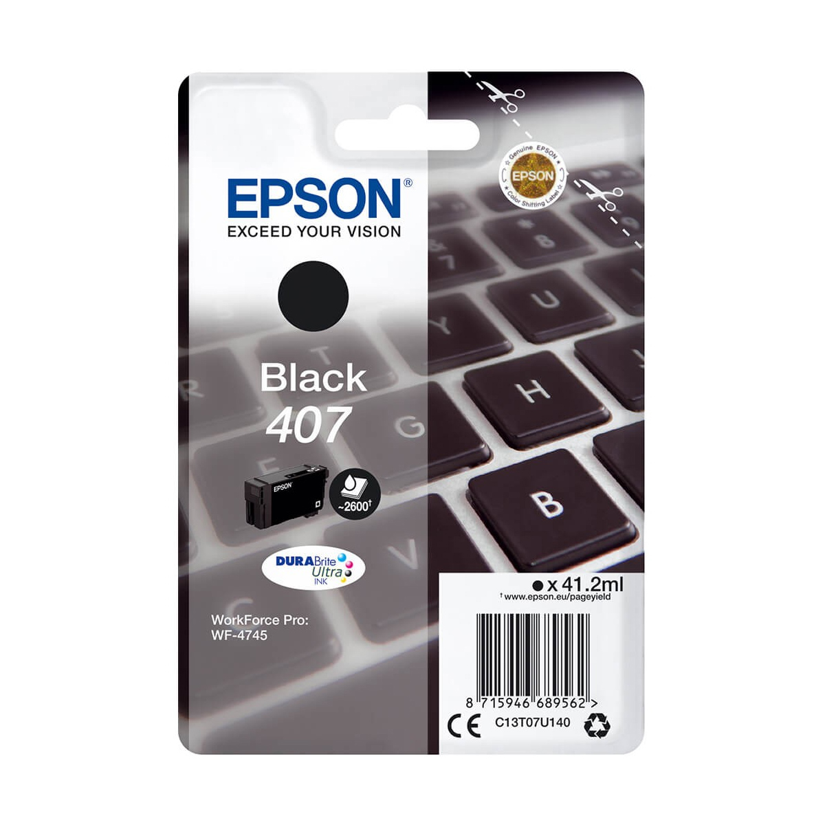 Γνήσιο Epson Μελάνι No 407 Μαύρο 38.1ml