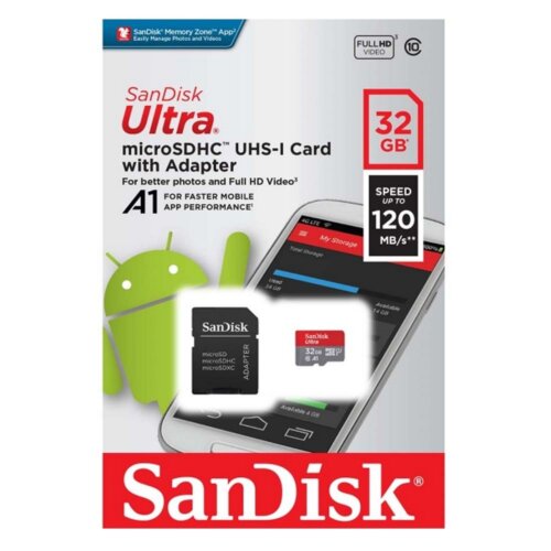 Κάρτα Micro SD Sandisk 32GB Class 10 & Adaptor