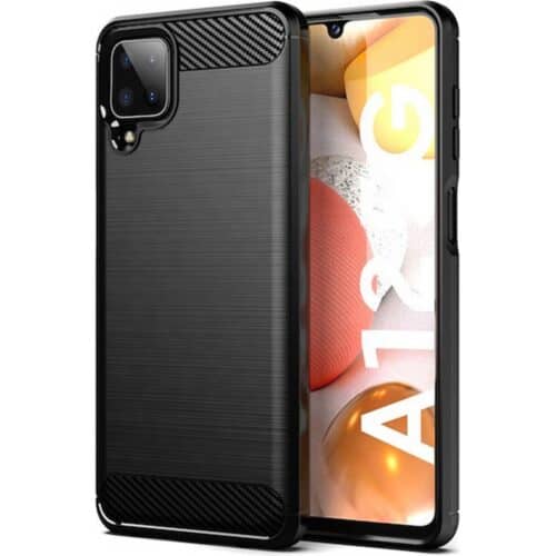 Θήκη Σιλικόνης Samsung Galaxy A12 Carbon Μαύρη